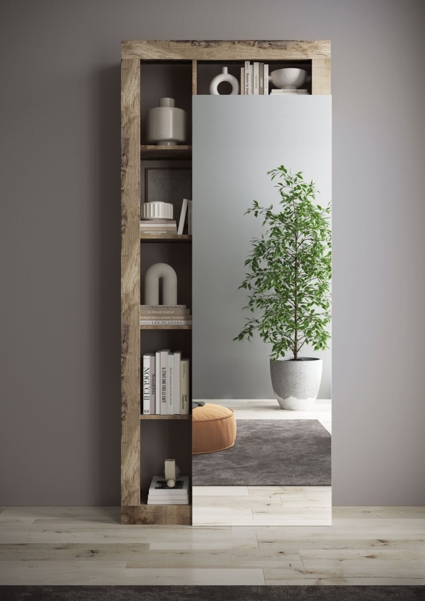 Roupeiro LENOR 91x209 cm branco/castanho