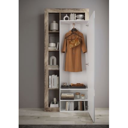 Roupeiro LENOR 91x209 cm branco/castanho