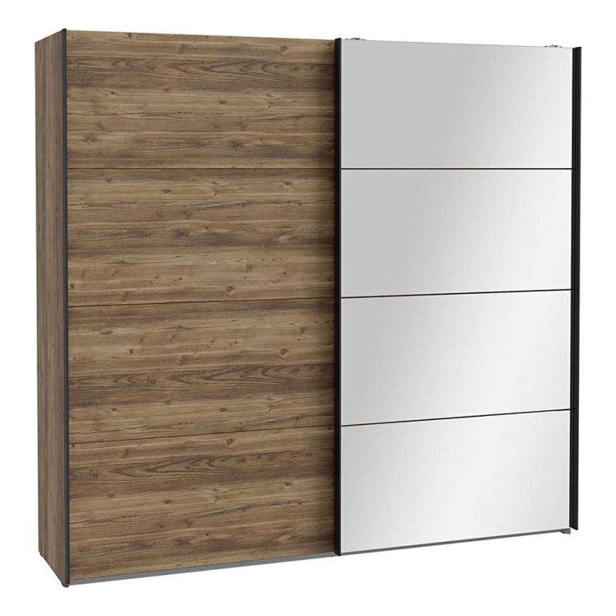 Roupeiro OREN com espelho 220x210 cm, acabamento carvalho artisan