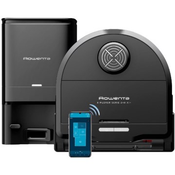 Rowenta - Aspirador robô inteligente com mopa X-PLORER S240+ AI Animal & Allergy Wi-Fi 5200 mAh