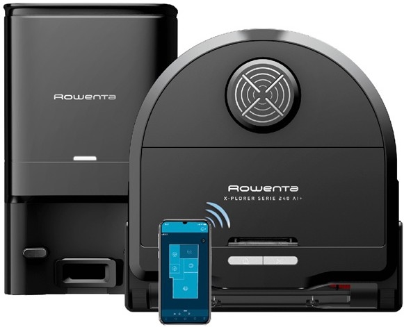 Rowenta - Aspirador robô inteligente com mopa X-PLORER S240+ AI Animal & Allergy Wi-Fi 5200 mAh