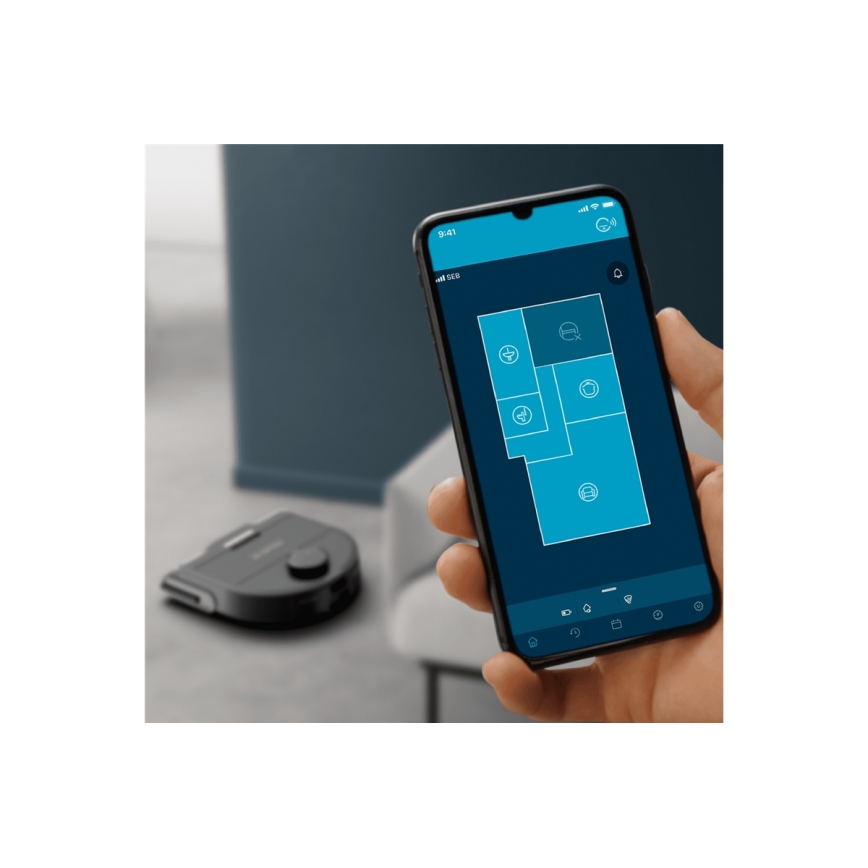 Rowenta - Aspirador robô inteligente com mopa X-PLORER S240+ AI Animal & Allergy Wi-Fi 5200 mAh