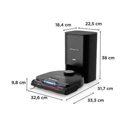 Rowenta - Aspirador robô inteligente com mopa X-PLORER S240+ AI Animal & Allergy Wi-Fi 5200 mAh