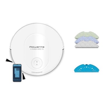 Rowenta - Aspirador robô inteligente com uma mopa X-PLORER S70+ Animal Wi-Fi branco