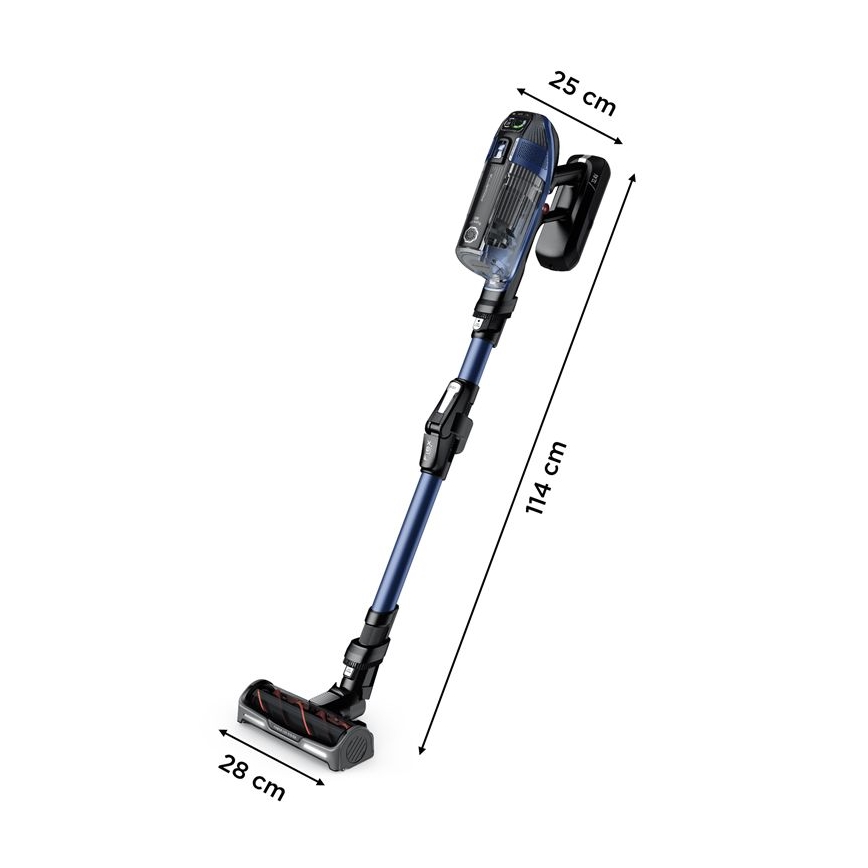 Rowenta - Aspirador de bastão com mopa X-FORCE FLEX ANIMAL AQUA AUTO 3em1 480W/32,4V 2500 mAh azul