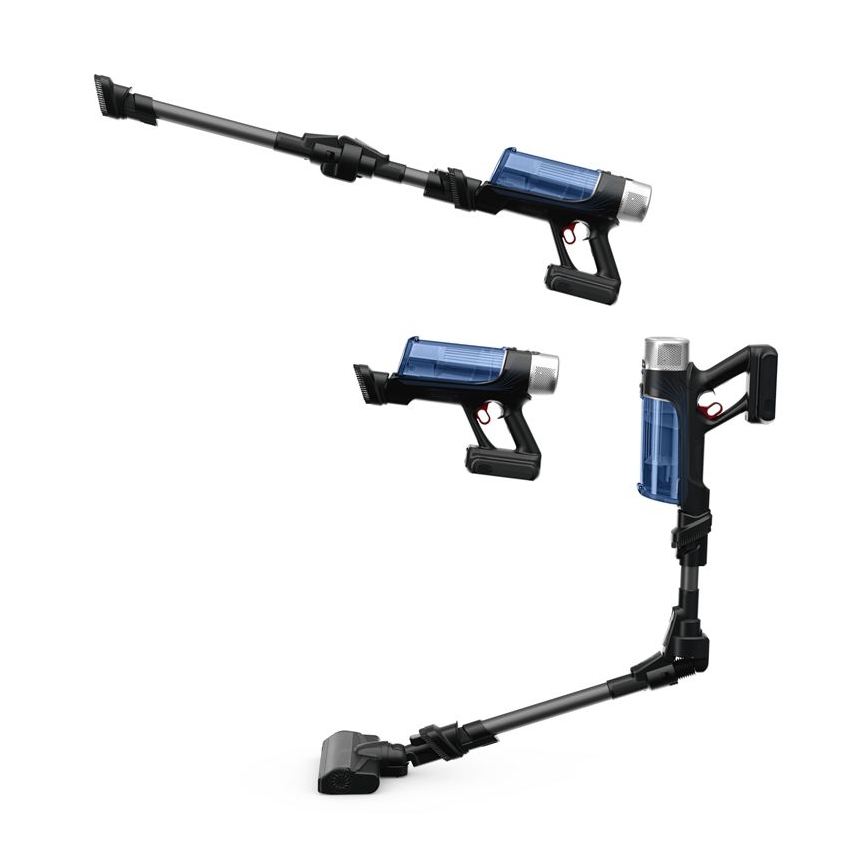 Rowenta - Aspirador vertical com mopa X-FORCE FLEX ANIMAL AQUA AUTO 4em1 250W/25,2V 2500 mAh preto/azul