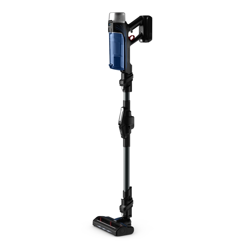 Rowenta - Aspirador vertical com mopa X-FORCE FLEX ANIMAL AQUA AUTO 4em1 250W/25,2V 2500 mAh preto/azul