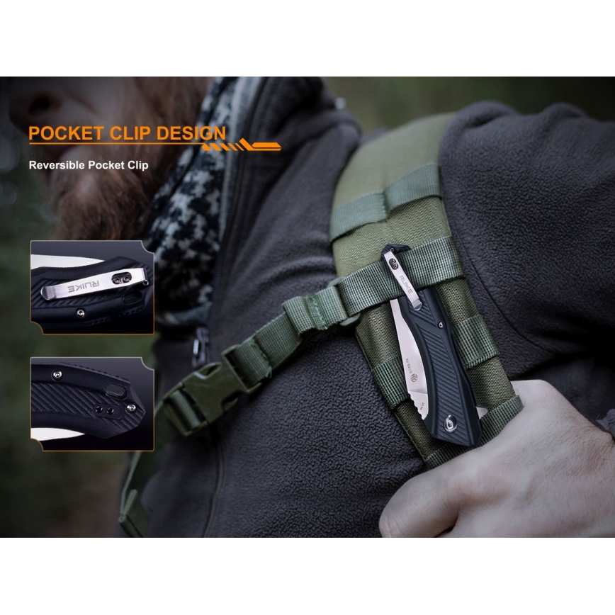 Ruike RUD198PB - Canivete dobrável 23,1 cm preto
