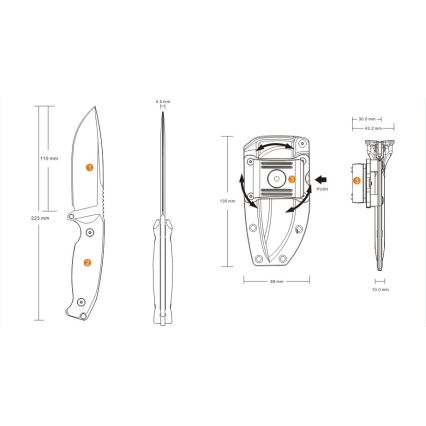 Ruike RUJF118B - Faca JAGER 22,3 cm preto