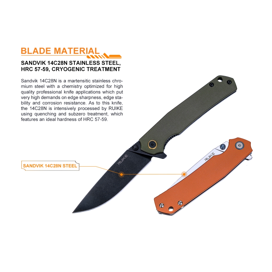 Ruike RUP801G - Canivete dobrável 20 cm verde