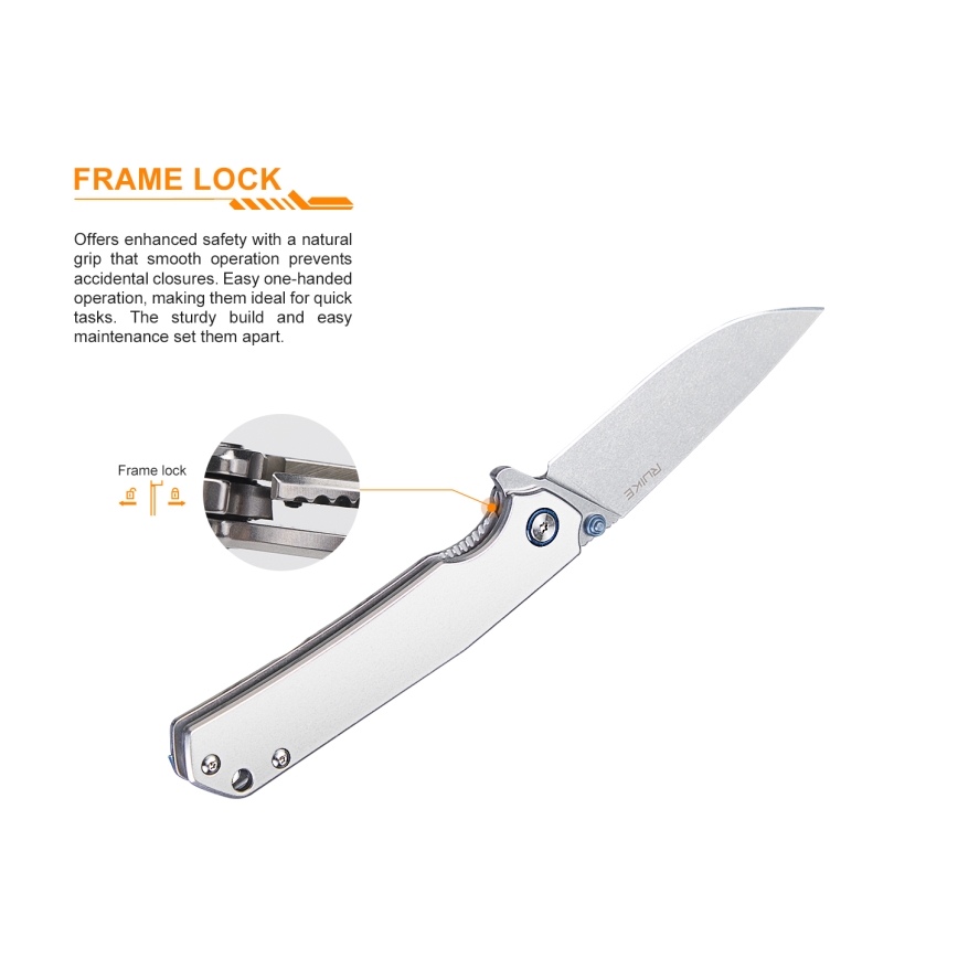 Ruike RUP801SF - Canivete dobrável 20 cm prateado