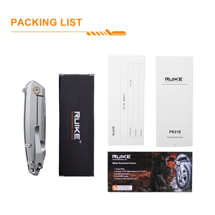Ruike RUP831SSA - Faca compacta dobrável 19,5 cm prateado