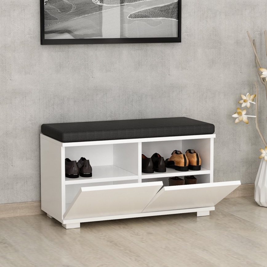 Sapateira DRAGO 42x80 cm branco/preto