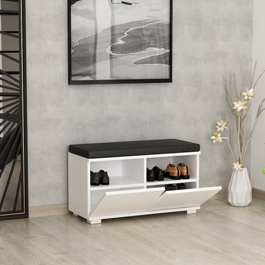 Sapateira DRAGO 42x80 cm branco/preto