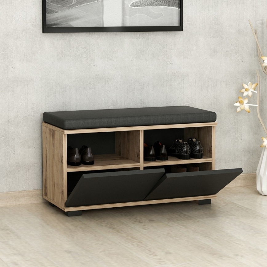 Sapateira DRAGO 42x80 cm preto/nogueira