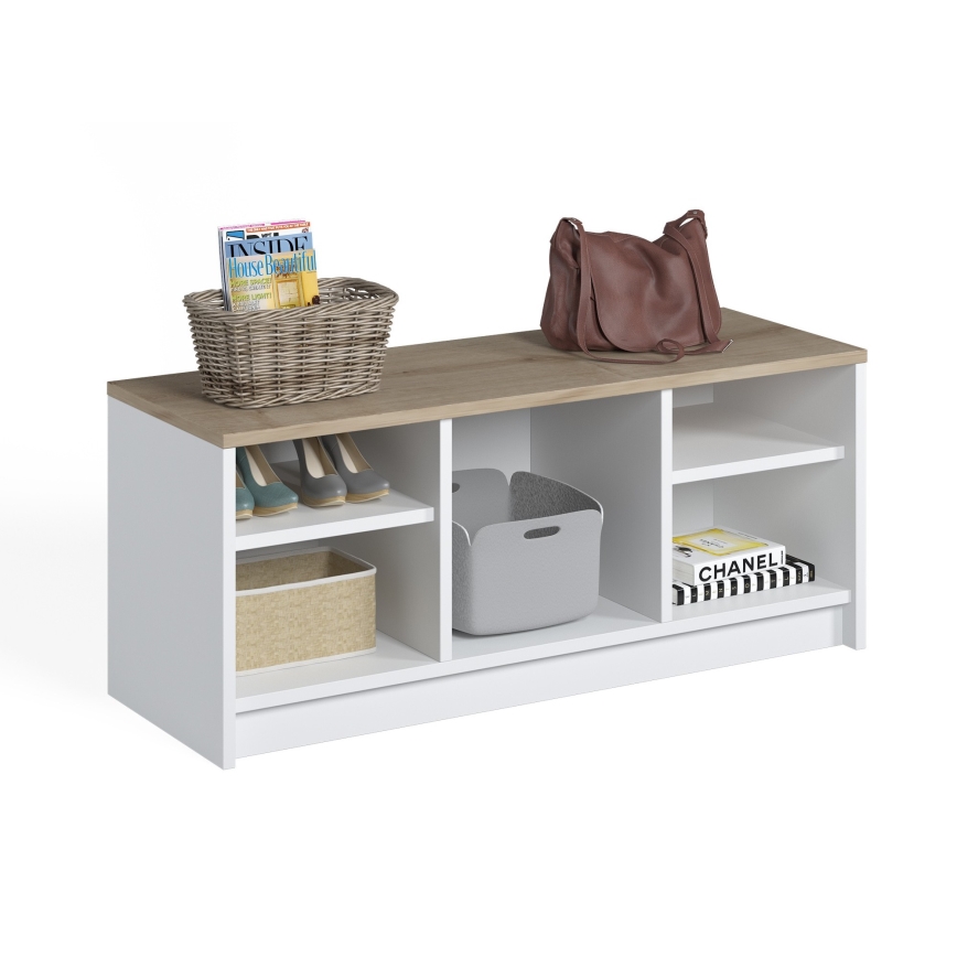 Sapateira LONDON 100x35 cm branco/bege