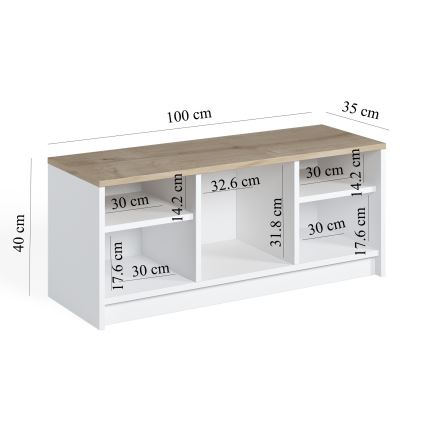 Sapateira LONDON 100x35 cm branco/bege