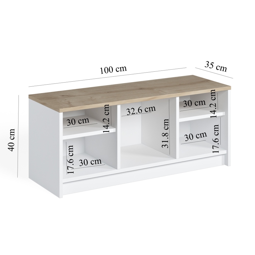 Sapateira LONDON 100x35 cm branco/bege
