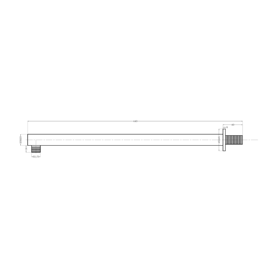 Sapho - Braço de chuveiro angular 44 cm cromado brilhante