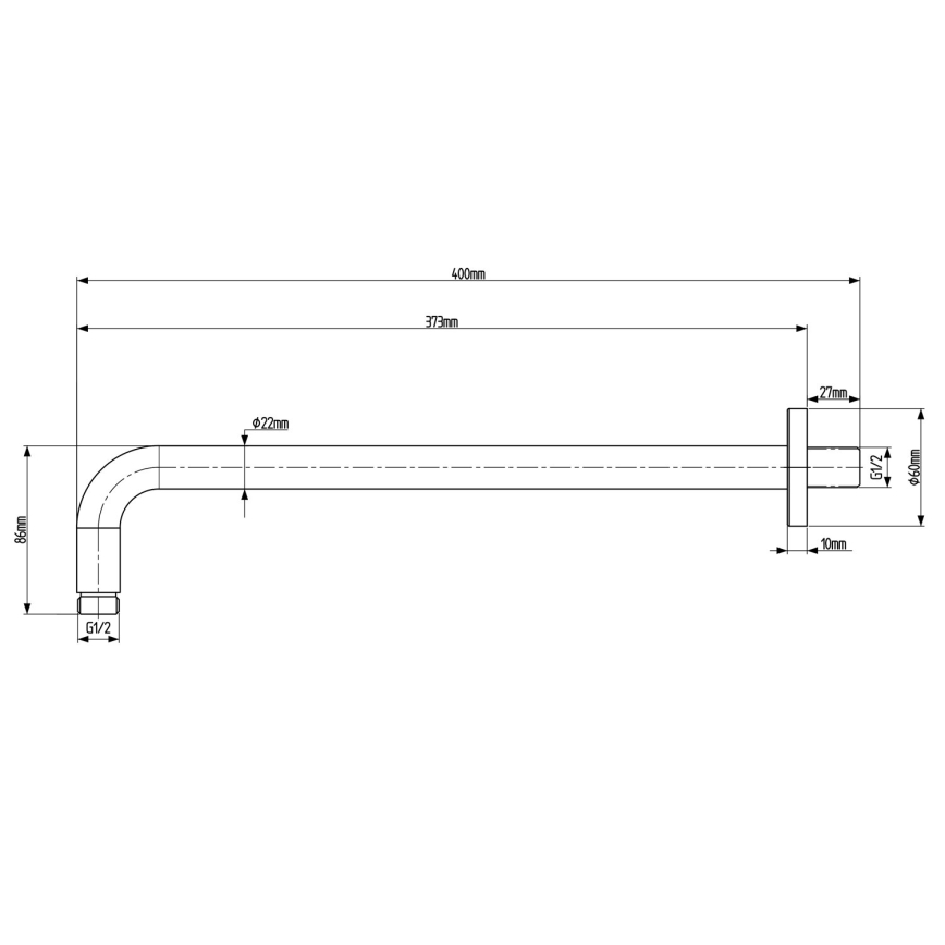 Sapho - Braço de chuveiro redondo 40 cm mate preto