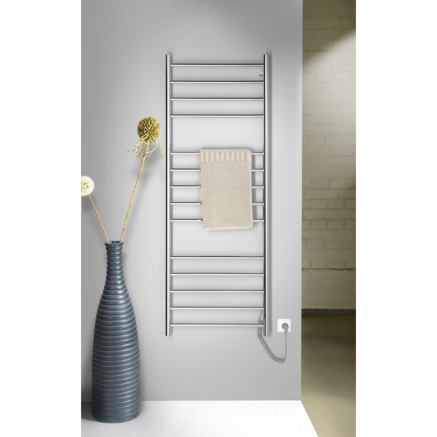 Sapho - Toalheiro elétrico REDONDO 130W/230V 150 cm cromado brilhante direita redondo