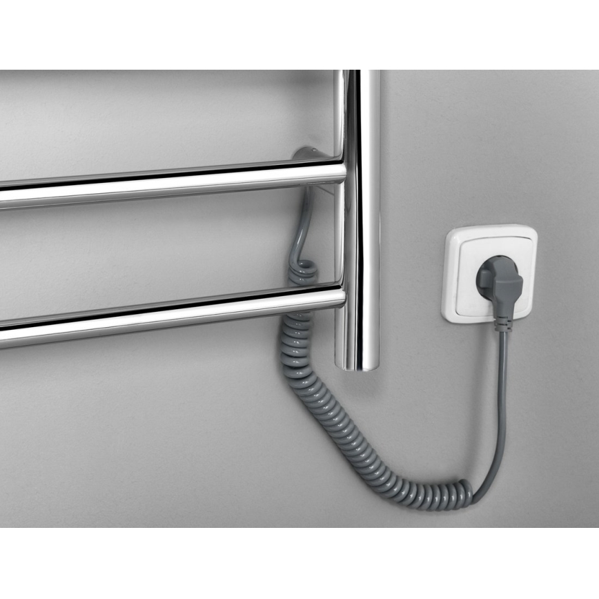 Sapho - Toalheiro elétrico REDONDO 130W/230V 150 cm cromado brilhante direita redondo