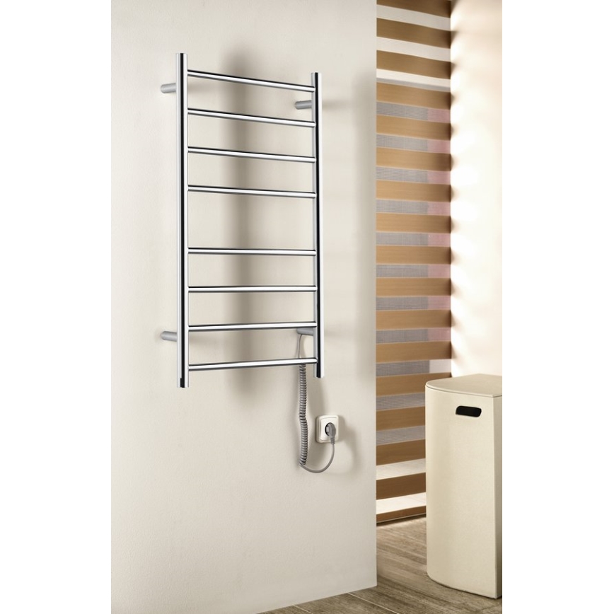 Sapho - Toalheiro elétrico REDONDO 75W/230V 90 cm cromado brilhante direita redondo