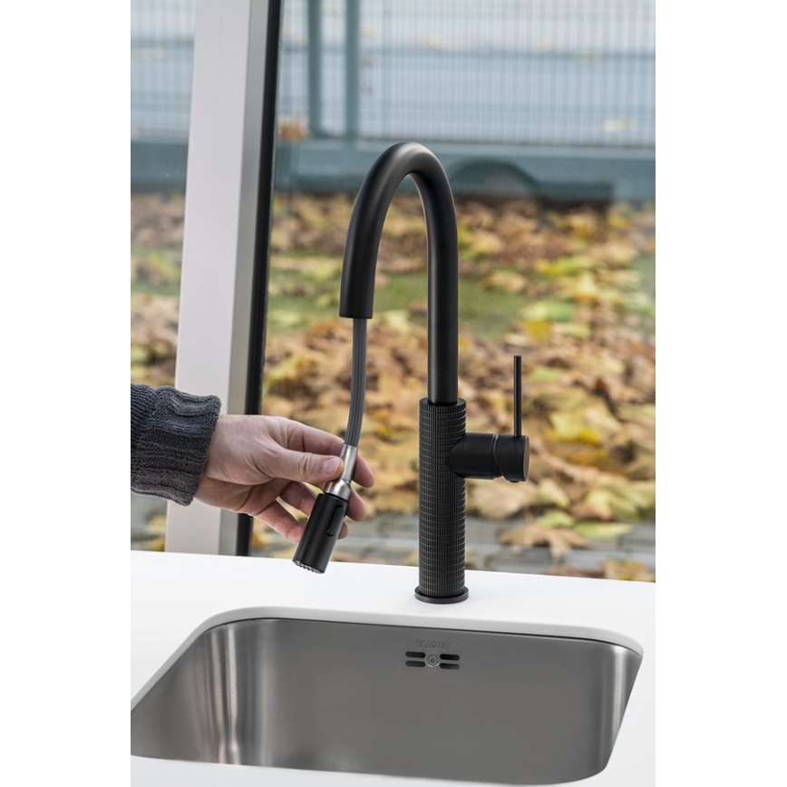 Sapho - Torneira de lavatório com pulverizador extensível FLAWO mate preto