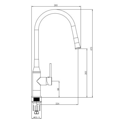 Sapho - Torneira para lava-loiça com braço flexível SILI preto/latão