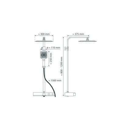 Schütte 60531 - Conjunto de duche com misturador termostático OCEAN, cromado brilhante/antracite