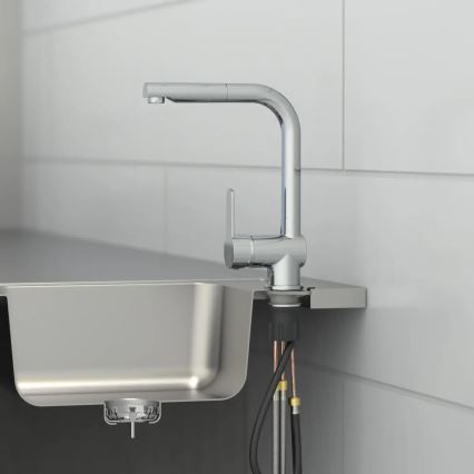 Schütte 79700 - Torneira de cozinha LONDON com bica extraível, acabamento cromado brilhante