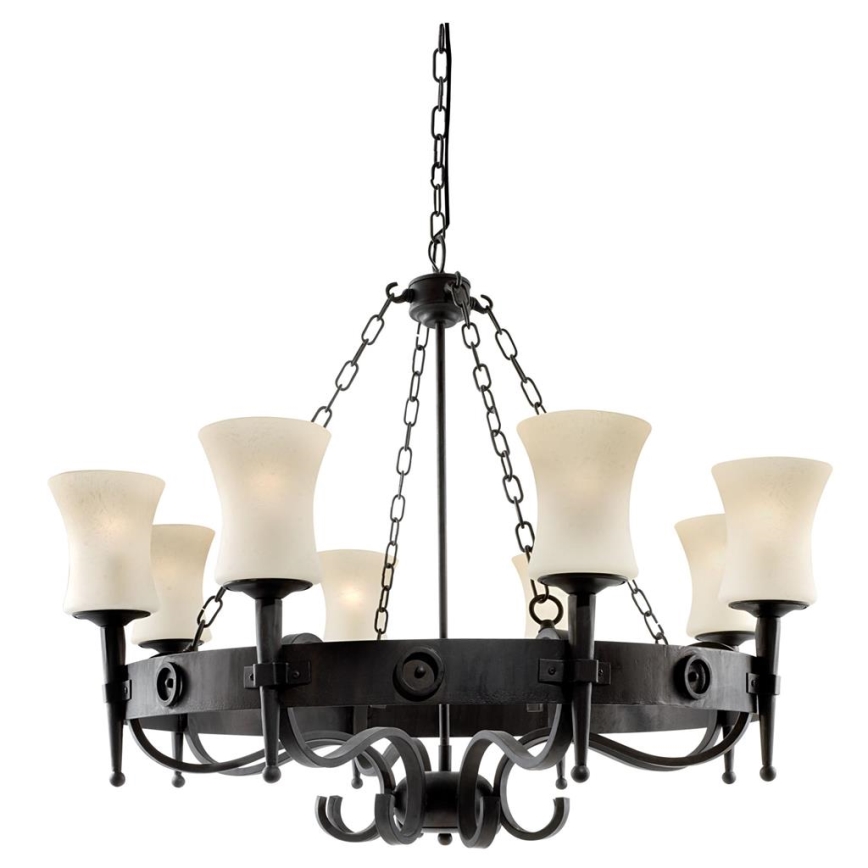 Searchlight - Lustre com corrente CARTWHEEL 8xE27/60W/230V preto