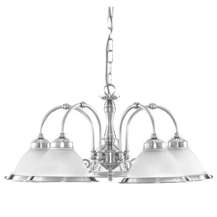 Searchlight - Candeeiro suspenso AMERICAN DINER 5xE14/60W/230V cromado brilhante