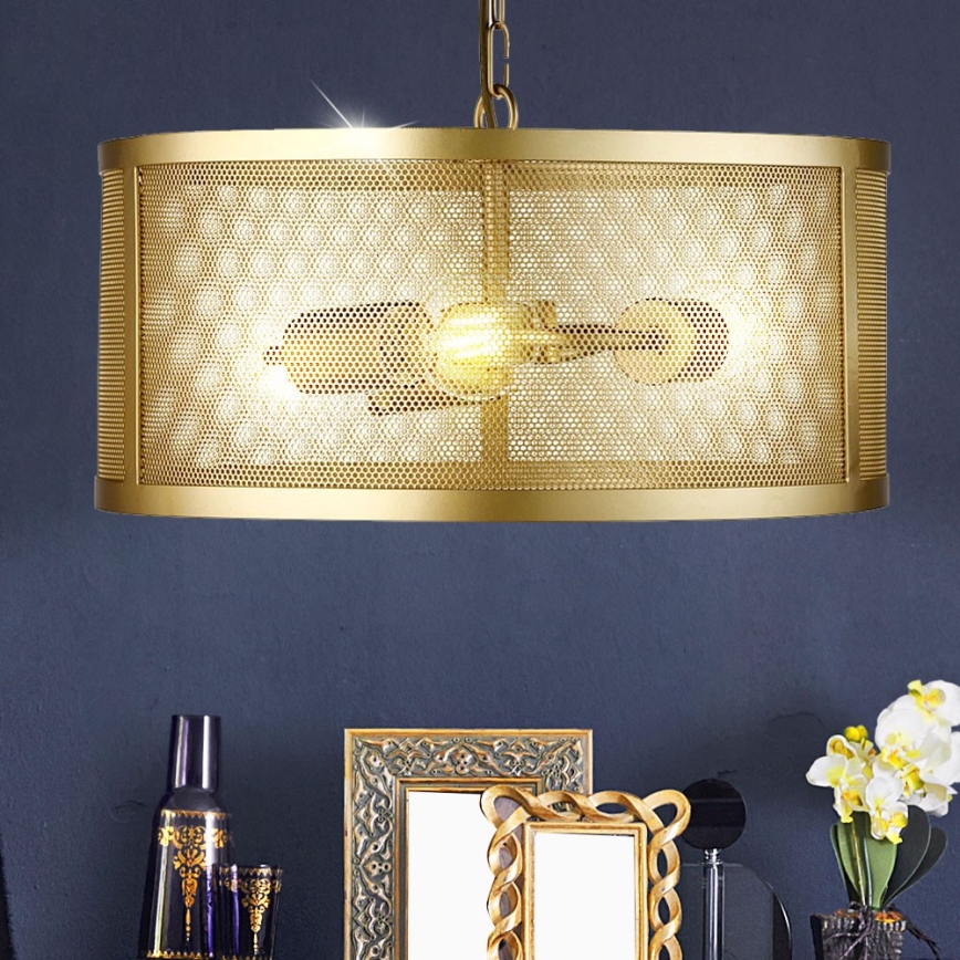 Searchlight - Candelabro numa corrente FISHNET 3xE27/60W/230V dourado