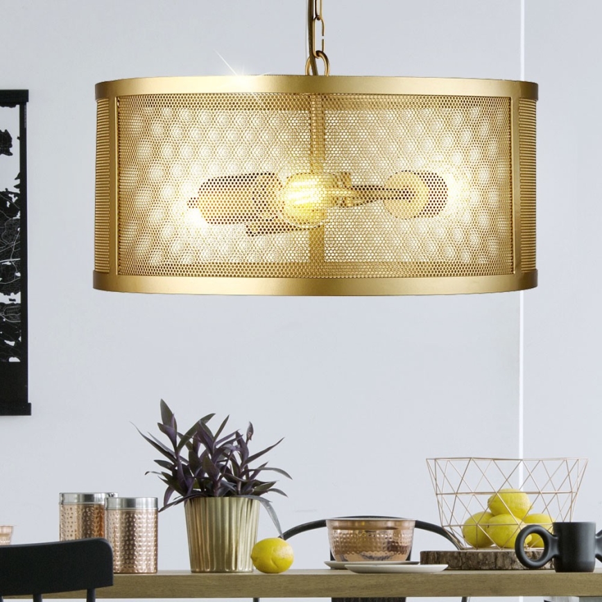 Searchlight - Candelabro numa corrente FISHNET 3xE27/60W/230V dourado