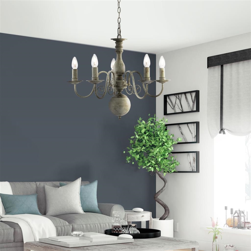 Searchlight - Candelabro numa corrente GREYTHORNE 5xE14/40W/230V