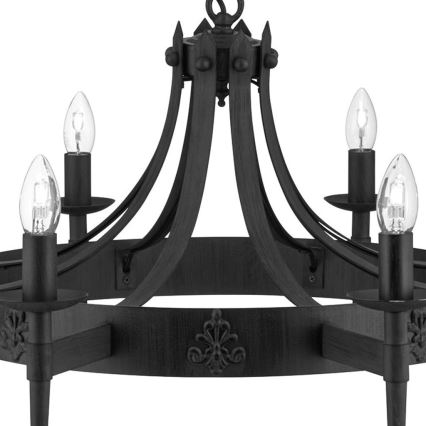 Searchlight - Lustre suspenso por corrente CARTWHEEL 8xE14/60W/230V preto