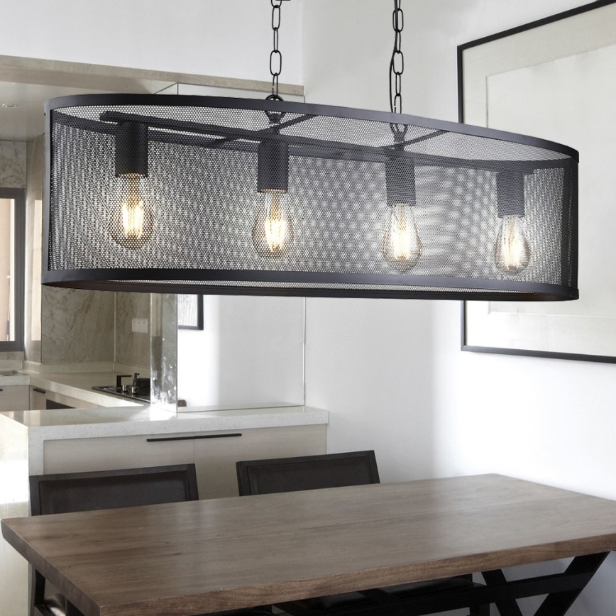 Searchlight - Candelabro numa corrente FISHNET 4xE27/60W/230V preto antigo