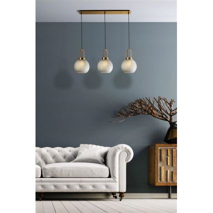 Searchlight - Candelabro suspenso SNOWDROP 3xE27/60W/230V latão