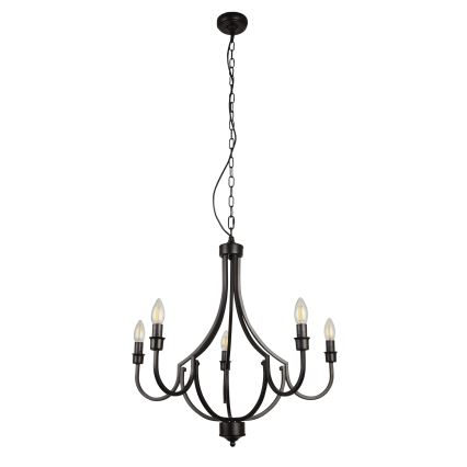 Searchlight - Candeeiro suspenso LODGE 5xE14/60W/230V preto