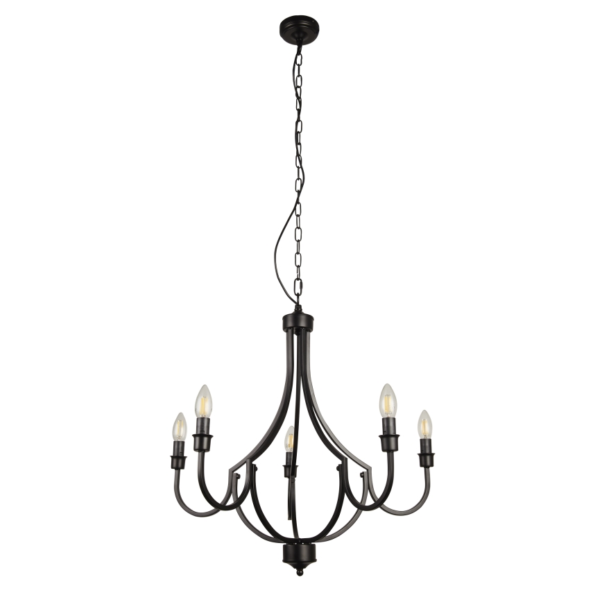 Searchlight - Candeeiro suspenso LODGE 5xE14/60W/230V preto
