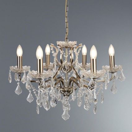 Searchlight - Candelabro de cristal de corrente PARIS 6xE14/40W/230V
