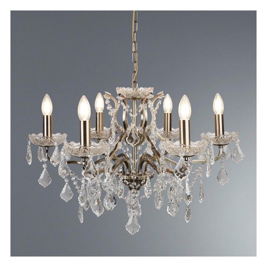 Searchlight - Candelabro de cristal de corrente PARIS 6xE14/40W/230V