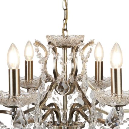 Searchlight - Candelabro de cristal de corrente PARIS 6xE14/40W/230V
