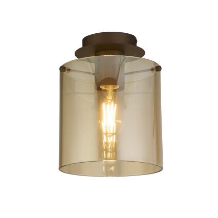 Searchlight - Candeeiro de teto SWEDEN 1xE27/60W/230V Ø 22 cm castanho/fumado