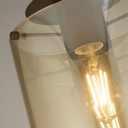 Searchlight - Candeeiro de teto SWEDEN 1xE27/60W/230V Ø 22 cm castanho/fumado