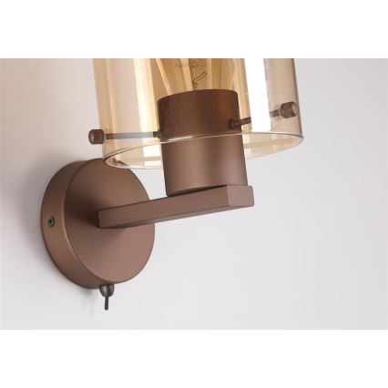 Searchlight - Aplique de parede SWEDEN 1xE27/60W/230V castanho/fumado