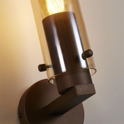 Searchlight - Aplique de parede SWEDEN 1xE27/60W/230V castanho/fumê