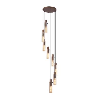 Searchlight - Lustre suspenso com cabo SWEDEN 8xE27/60W/230V castanho/fumado