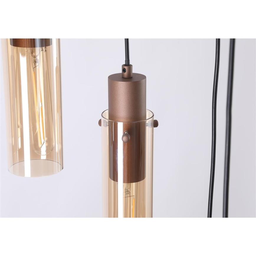 Searchlight - Lustre suspenso com cabo SWEDEN 8xE27/60W/230V castanho/fumado